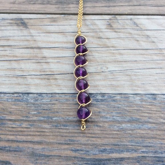 Amethyst necklace, Crown chakra, 14k Gold filled, February birthstone - Picture 4 of 7